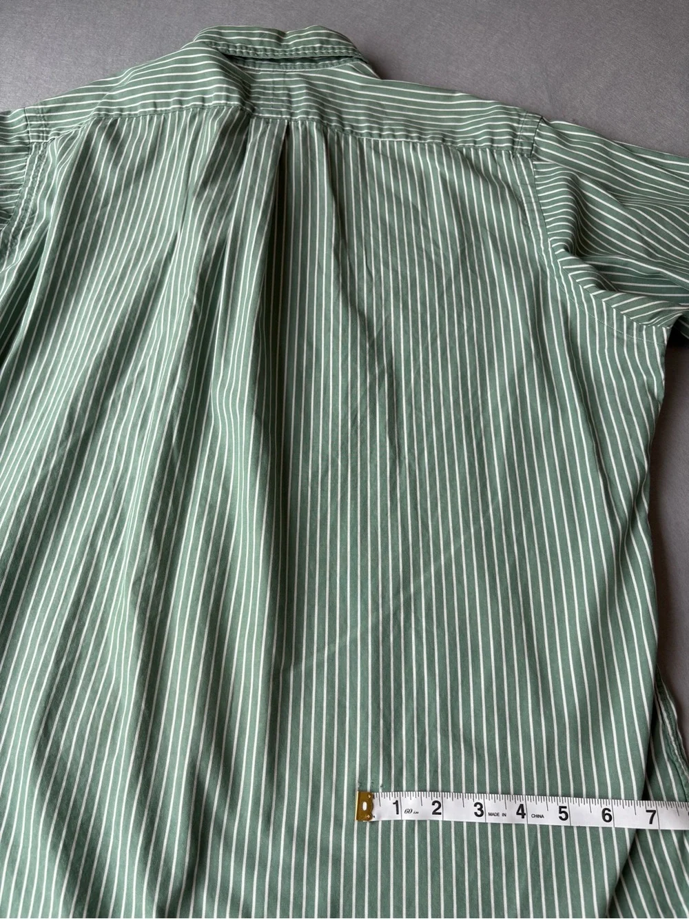 Polo Ralph Lauren Green White Striped Oxford Button-Down Shirt Classic Fit 17.5 - Picture 9 of 10